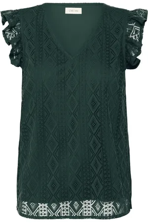 Cream Femme, Blouses et Chemises, Vert, Taille: 44 FR Flounce Top en Ponderosa
