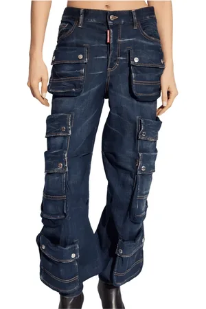 Dsquared2 Femme, Jeans, Bleu, Taille: 36 FR Pantalon Cargo en Coton Multi-Poches