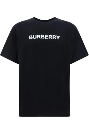 Burberry Homme, Tops, Noir, Taille: L Monogramme emblématique Col ras du cou T-shirt en coton