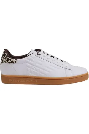 EA7 Femme, Chaussures, Blanc, Taille: 38 2/3 EU Baskets en Cuir Beige Collection Femme