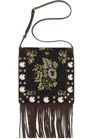 VALENTINO GARAVANI Homme, Sacs, Multicolore, Taille: ONE Size Sac à bandoulière en cuir à franges et broderies florales