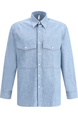 Sunflower Homme, Chemises, Bleu, Taille: S Chemise en Coton à Col Classique et Poches