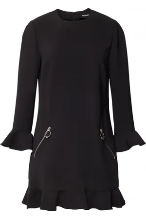 Dsquared2 Femme, Robes, Noir, Taille: 36 FR Robe Évasée avec Poches à Fermeture Éclair