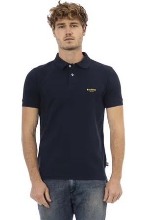 BALDININI Homme, Tops, Bleu, Taille: M Polo Bleu en Coton Brodé