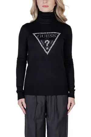 Guess Femme, Pulls, Noir, Taille: 36 FR Pull en Viscose Noir Tricot Femme