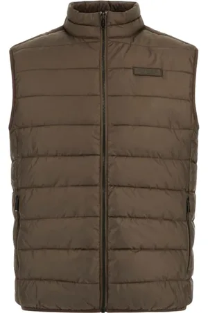 Guess Homme, Vestes, Brun, Taille: L Veste sans Manches Logo Puffer