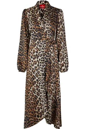 Crās Femme, Robes, Brun, Taille: 36 FR Robe portefeuille fleurie avec volants