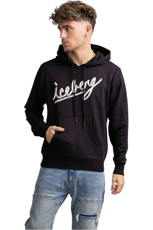 Iceberg Homme, Sweatshirts et sweats à capuche, Noir, Taille: S Logo Sweat à capuche
