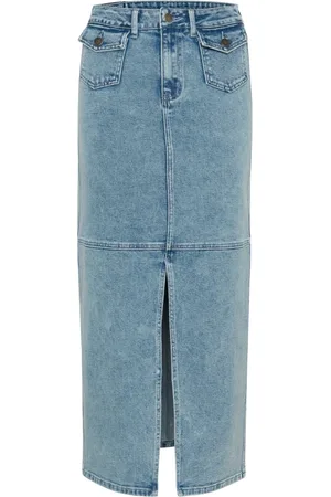 Kaffe Femme, Jupes, Bleu, Taille: 40 FR Jupe en Denim avec Fente Avant