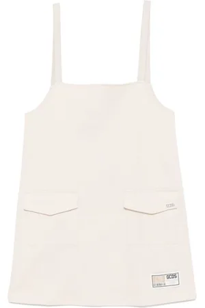 GCDS Femme, Robes, Blanc, Taille: 40 FR Robe sans Manches en Gabardine Beige