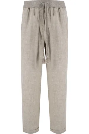 LE TRICOT PERUGIA Femme, Pantalons, Gris, Taille: 40 FR Pantalon en lin à taille à cordon