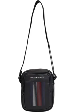 Tommy Hilfiger Homme, Sacs, Noir, Taille: ONE Size Sac à Bandoulière Noir Imprimé avec Fermeture Éclair