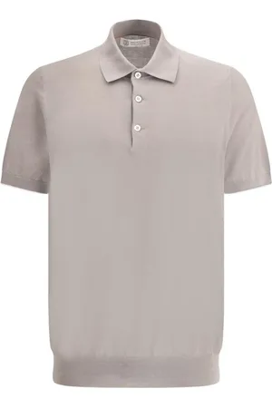 Brunello Cucinelli Homme, Tops, , Taille: L Polo en Coton à Col Côtelé