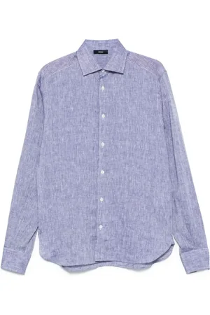 HERNO Homme, Chemises, Bleu, Taille: L Chemise Bleue à Boutons et Col Cutaway