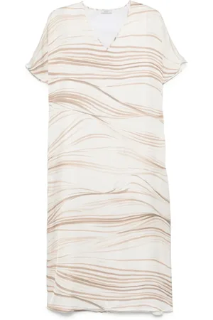 PESERICO SIGN Femme, Robes, , Taille: 42 FR Robe Midi Rayée avec Fentes Latérales