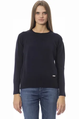 BALDININI Femme, Pulls, Bleu, Taille: 40 FR Pull à col rond à manches longues avec monogramme