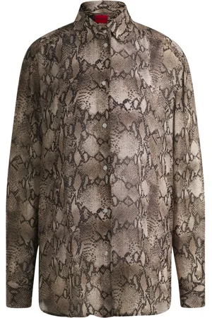 HUGO BOSS Femme, Blouses et Chemises, Multicolore, Taille: 38 FR Chemise Boyfriend Python Print