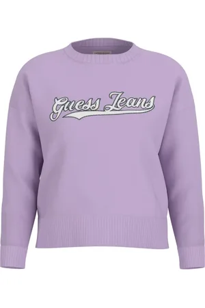 Guess Femme, Pulls, Violet, Taille: 38 FR Pull en coton - Violet, Coupe droite