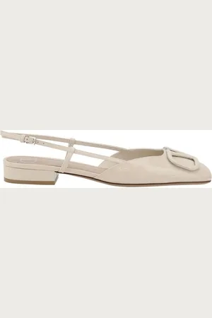 VALENTINO GARAVANI Femme, Chaussures, Blanc, Taille: 40 EU Ballerines VLogo avec Boucle de Slingback