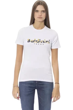 BALDININI Femme, Tops, Blanc, Taille: 44 FR T-shirt en Coton Blanc Croustillant Trend