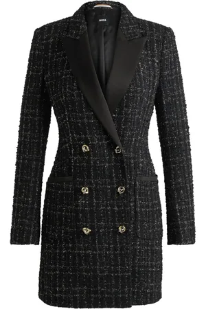 HUGO BOSS Femme, Manteaux, Noir, Taille: 42 FR Robe Tweed Style Smoking Scintillante