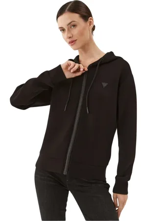 Guess Femme, Sweatshirts et sweats à capuche, Noir, Taille: 38 FR Sweat à capuche zippé