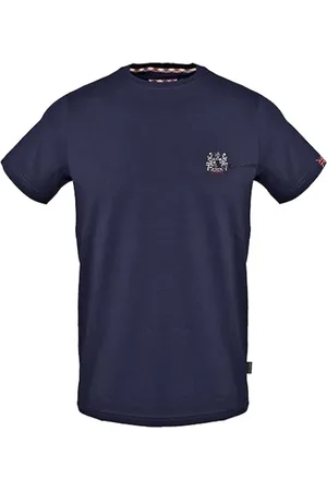 Aquascutum Homme, Tops, Bleu, Taille: S T-shirt en coton avec drapeau Union Jack