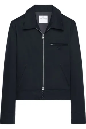 Courrèges Homme, Vestes, Bleu, Taille: M Veste Bleue avec Logo Brodé et Fermeture Éclair