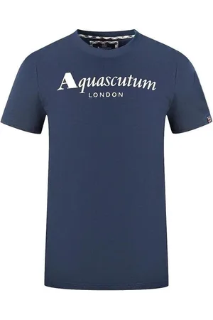 Aquascutum Homme, Tops, Bleu, Taille: L T-shirt en coton avec drapeau Union Jack