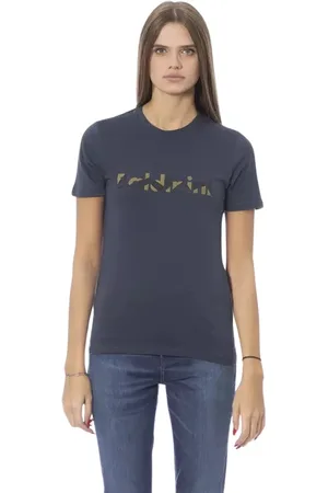 BALDININI Femme, Tops, Gris, Taille: 42 FR Hauts T-Shirt en Coton Bleu Tendance
