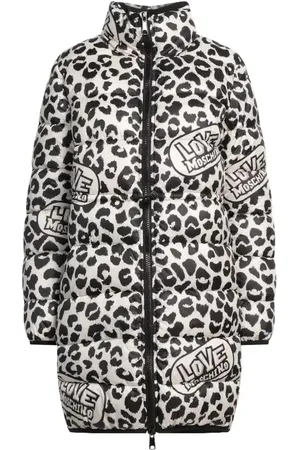 Moschino Femme, Manteaux, Multicolore, Taille: 42 FR Élégante Doudoune à Imprimé Léopard