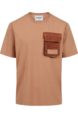 Iceberg Homme, Tops, Rouge, Taille: 2XL T-shirt coupe droite terracotta en jersey de coton teint