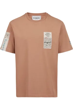 Iceberg Homme, Tops, Rouge, Taille: 3XL T-shirt en jersey de coton coupe régulière couleur terracotta