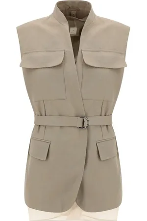 Brunello Cucinelli Femme, Vestes, , Taille: 42 FR Gilet en Coton avec Col Haut