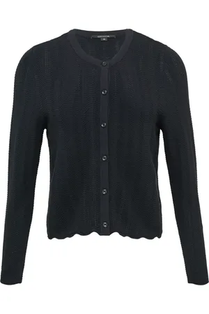 Comma, Femme, Pulls, Bleu, Taille: 40 FR Cardigan Slim Fit avec Ourlet Ondulé