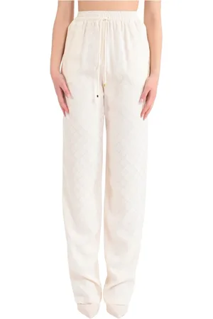 Elisabetta Franchi Femme, Pantalons, , Taille: 38 FR Pantalon en satin jacquard avec motif losange