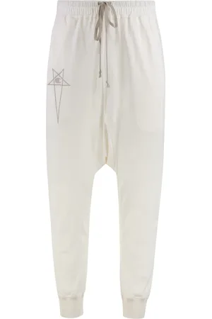 Rick Owens Homme, Pantalons, Blanc, Taille: XS Pantalon de coton prisonnier avec logo