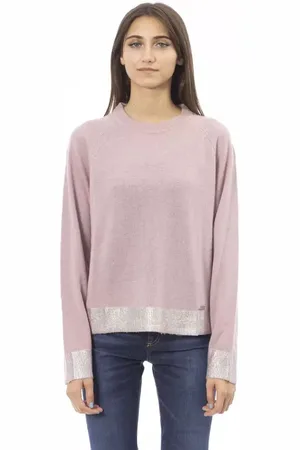 BALDININI Femme, Pulls, Rose, Taille: 40 FR Pull Rose Doux avec Monogramme