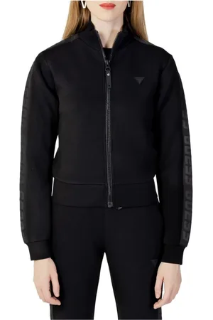 Guess Femme, Sweatshirts et sweats à capuche, Noir, Taille: 38 FR Confortable Sweat à Fermeture Éclair Noir