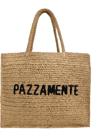 Aspesi Femme, Sacs, , Taille: ONE Size Sac Moyen en Jute Naturelle avec Broderie Noire