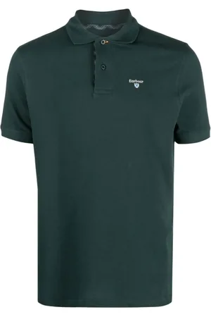 Barbour Homme, Tops, Vert, Taille: 2XL Polo en Coton Vert avec Logo Brodé