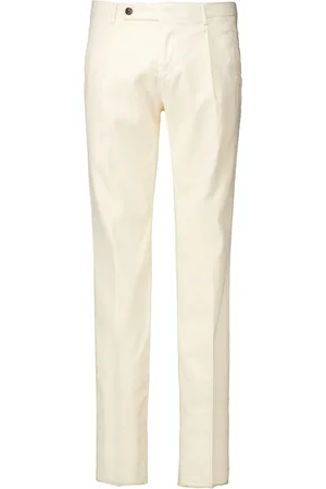 Berwich Homme, Pantalons, Blanc, Taille: XL Pantalon Blanc Cassé Rétro Long