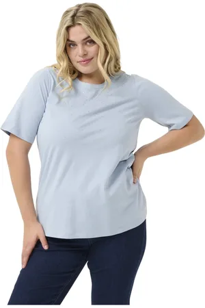 Kaffe Femme, Tops, Bleu, Taille: 38 FR Tee en Chambray doux avec Similisten