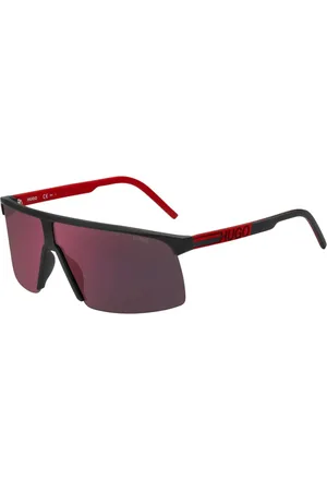 HUGO BOSS Unisex, Accessoires, Multicolore, Taille: ONE Size Lunettes de Soleil Noires avec Miroir Rouge