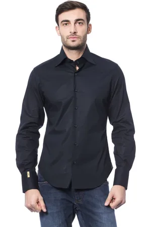 BILLIONAIRE Homme, Chemises, Bleu, Taille: 2XL Chemise avec Monogramme et Boutons Personnalisés