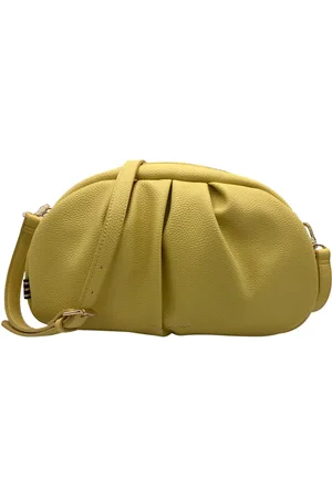 Manila Grace Femme, Sacs, Jaune, Taille: ONE Size Sac bandoulière en cuir vegan jaune martelé