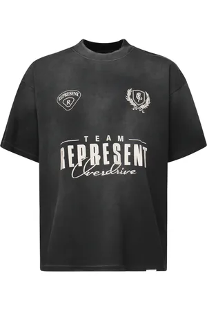 Represent Homme, Tops, Noir, Taille: S T-shirt en coton avec logo imprimé