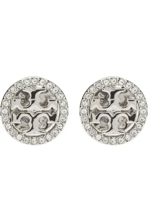 Tory Burch Femme, Accessoires, Gris, Taille: ONE Size Boucles d`oreilles puces en cristal
