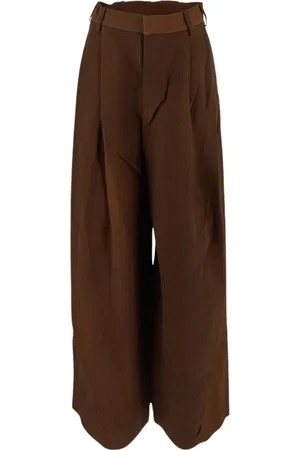 UMA WANG Femme, Pantalons, Brun, Taille: 36 FR Pantalon Palazzo Plissé pour Femme