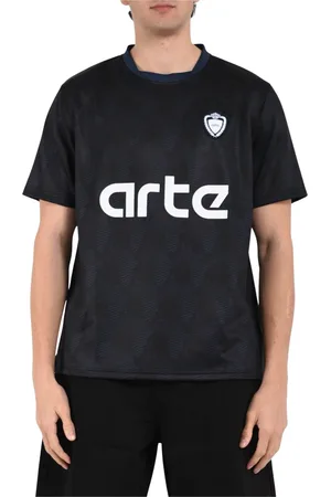 Arte Antwerp Homme, Tops, Noir, Taille: M T-shirt léger avec impression football all-over